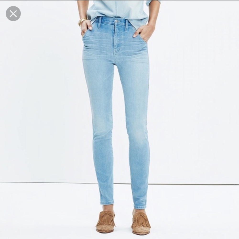 Rivet and thread high rise jeans